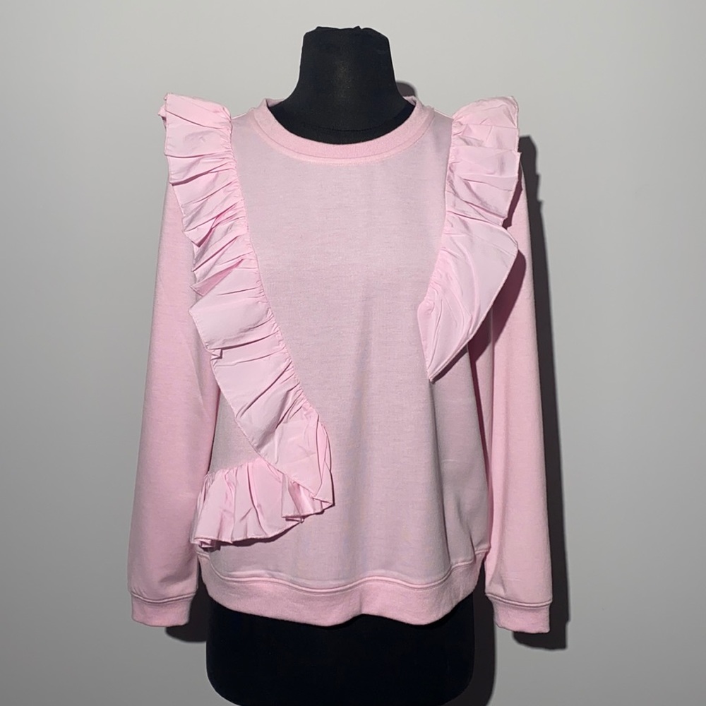 NWT Karen By Simonsen Pink Frill Long Sleeve S